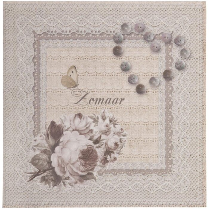 Clayre & Eef Karte Zomaar nostalgisch 13,5x13,5 cm weiß