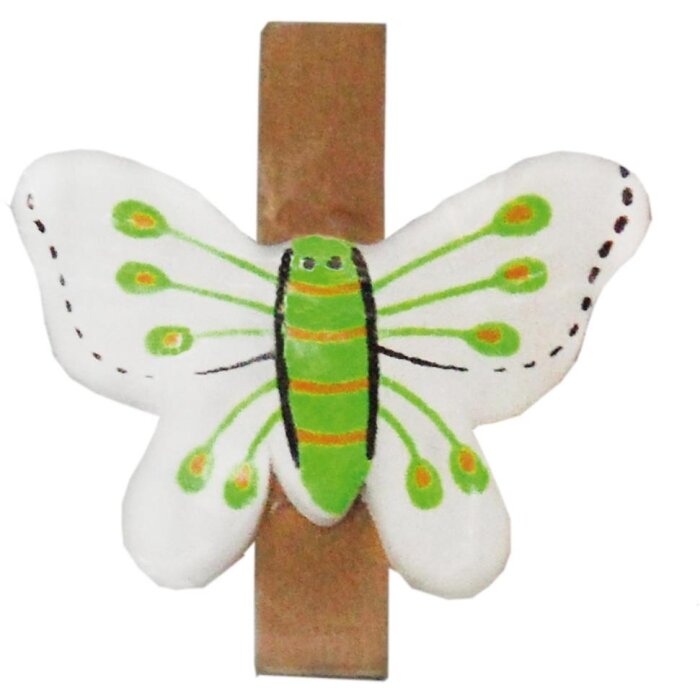 Clayre & Eef Notizklammern SCHMETTERLING 3,5 cm grün