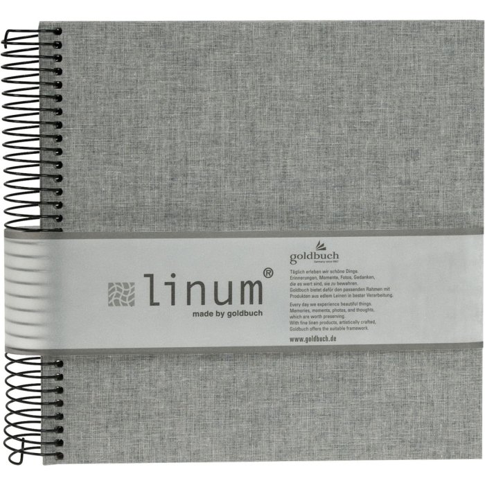 Goldbuch Spiralalbum Linum grau 22x20 cm 40 cremefarbene Seiten Leineneinband