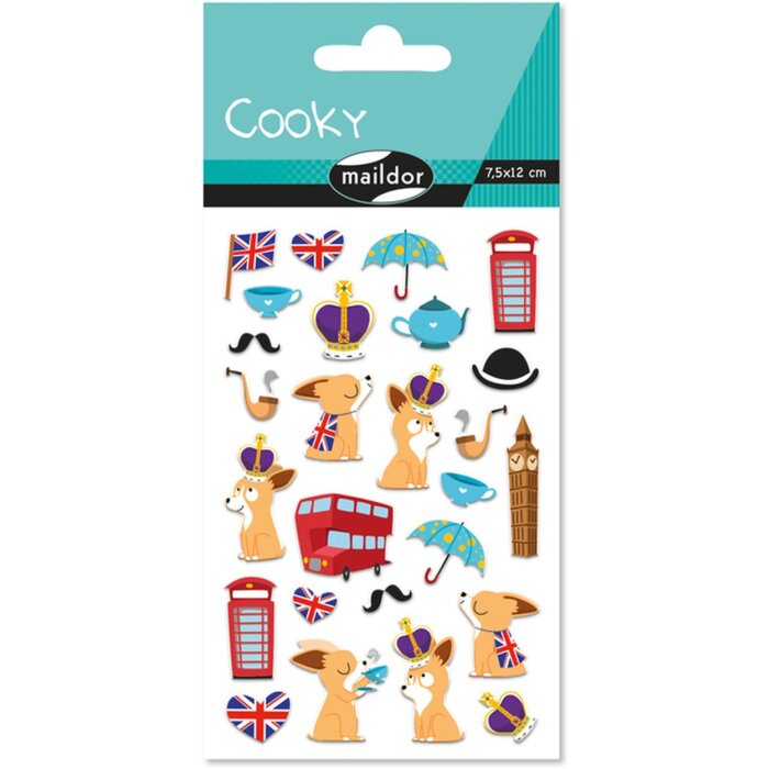 Clairefontaine Packung mit Stickers Cooky 3D London 7,5x12cm 1 Bogen Bedrukt