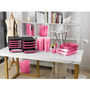 Exacompta BIG-BOX Classic Mausgrau-Himbeer Ablagebox