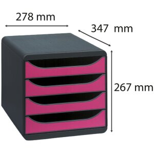 Exacompta BIG-BOX Classic Mausgrau-Himbeer Ablagebox