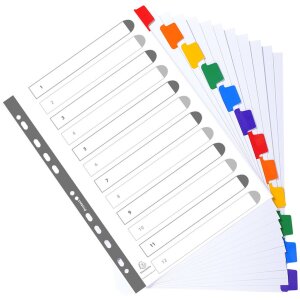 Exacompta 2312E Register Manila Karton DIN A4 12 farbige...