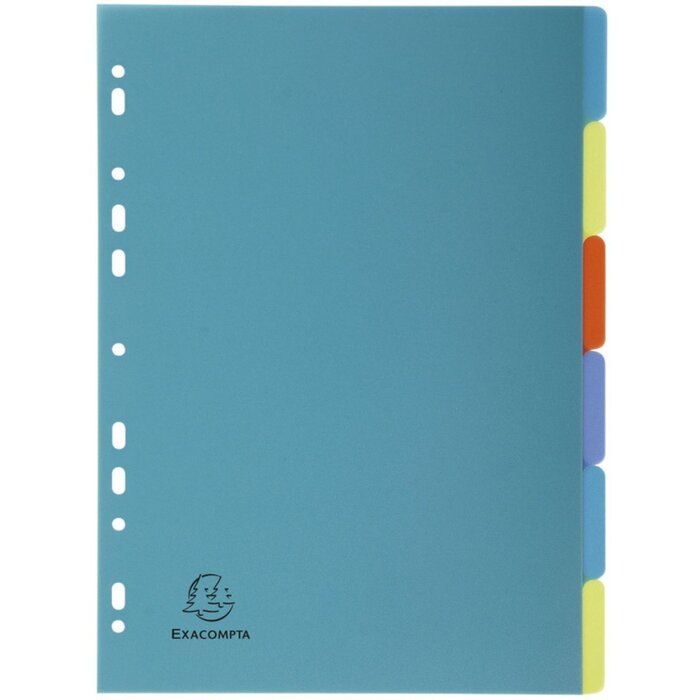 Exacompta 2706E Register DIN A4 6 Taben farbig Recycling-Polypropylen