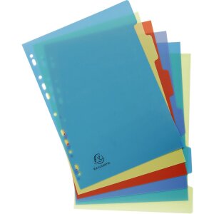 Exacompta 2706E Register DIN A4 6 Taben farbig Recycling-Polypropylen