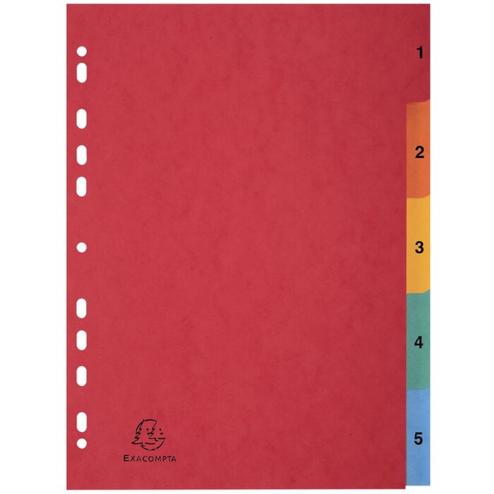 Exacompta 3110Z Register DIN A4 5 Taben farbig Manila-Karton