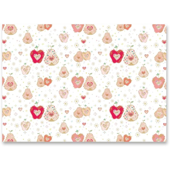 Goldbuch APPLE & PEAR IN LOVE Geschenkpapier Gold 50x70 cm