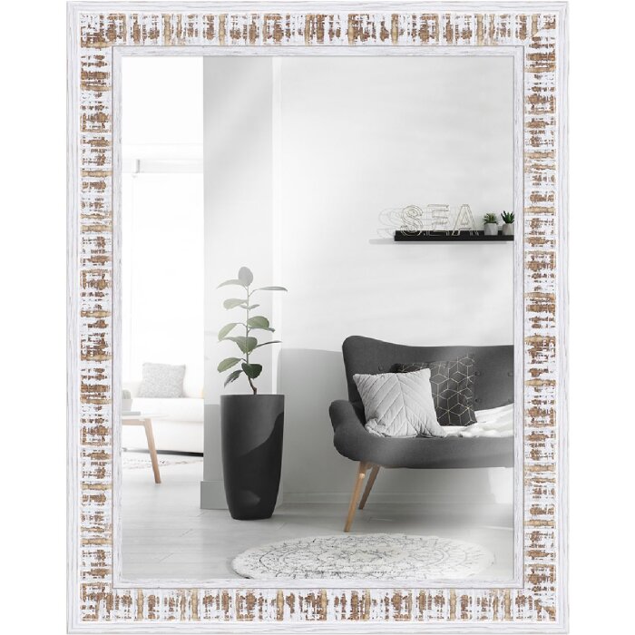 MendeFrames Wandspiegel H630 Shabby-Chic 20x60 cm weiß gekalkt