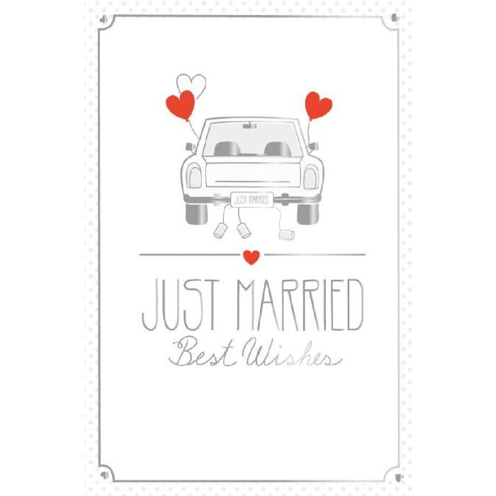 ARTEBENE Karte Just Married Auto in Weiß Größe 14,8 x 10,5 cm