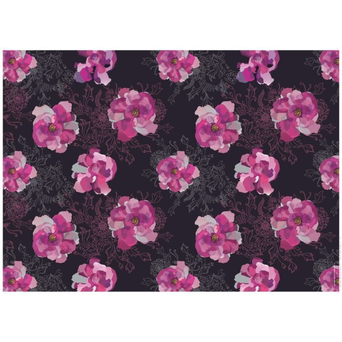 Goldbuch MIDNIGHT Geschenkpapier 50x70 cm pink Rosen auf schwarz