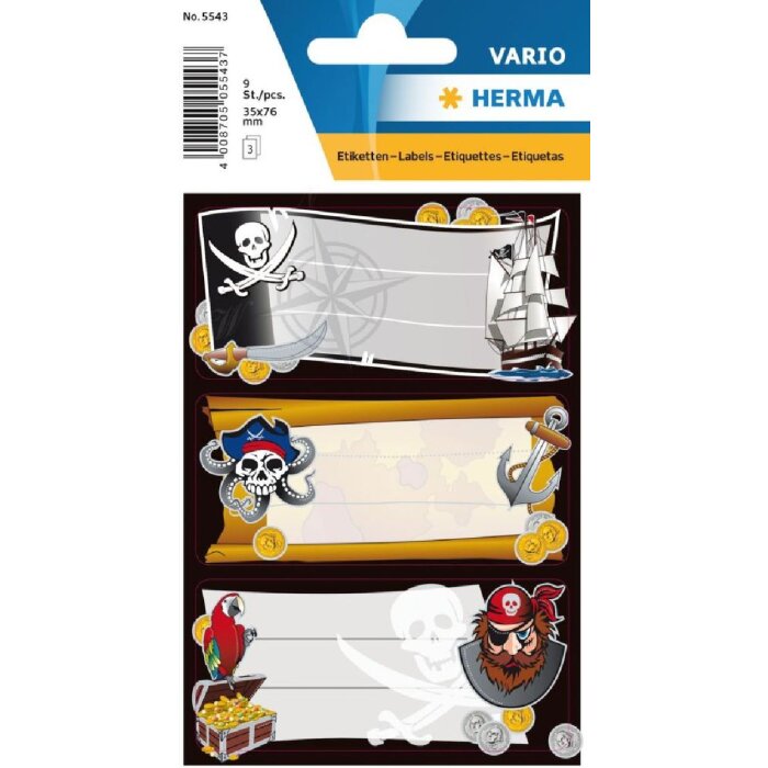 HERMA Sticker VARIO Schule Piraten, farbig, für Bücher und Hefte