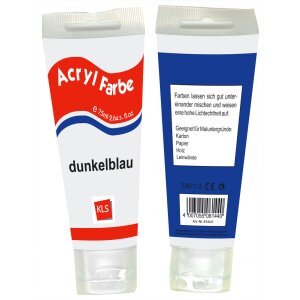 KLS Acrylfarbe 75 ml Dunkelblau schnelltrocknend für Papier Holz Leinwand