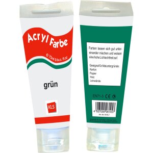 KLS Acrylfarbe grün 75 ml Tube wiederverschließbar für Papier Holz Leinwand