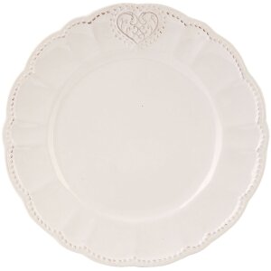 Clayre & Eef Keramikteller HEART natur 21 cm Dessert...