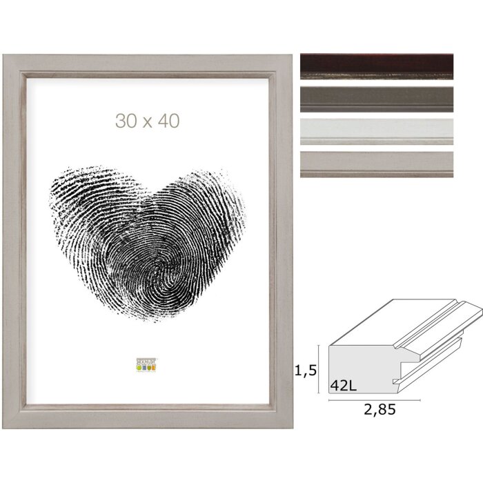 Rama foto clasică Deknudt S42L, 9x13–40x60 cm, lemn, 2,85 cm listă, sticlă normală