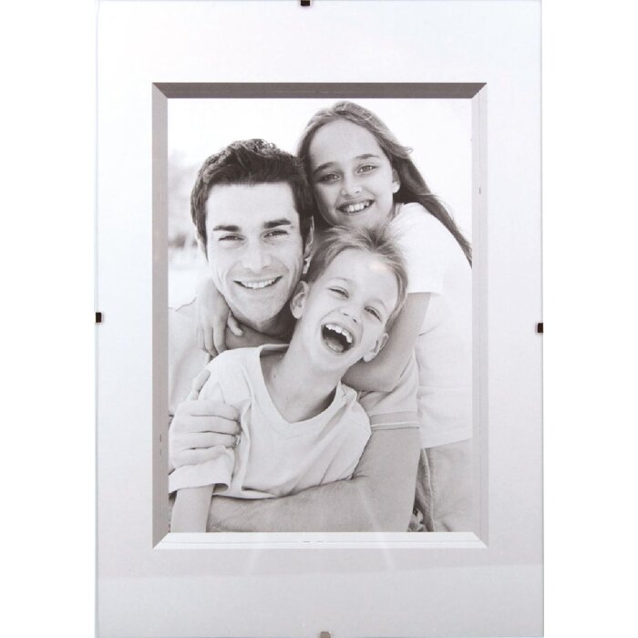 Stâlp foto fără ramă KLS cu sticlă antireflex și acrilică, clipuri nichelate