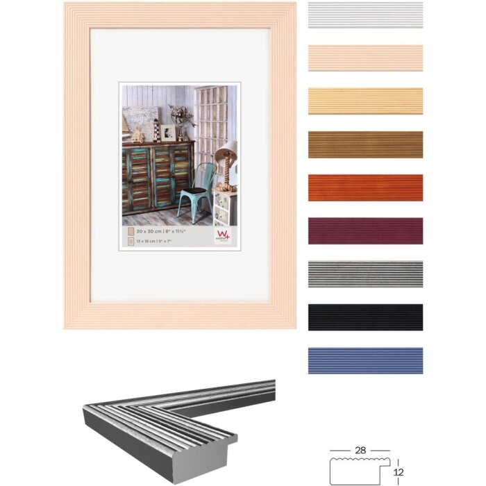 Ramă foto Grado din lemn masiv cu efect răsfrânt, 10x15–50x70 cm