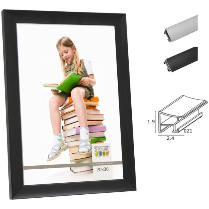 Rama foto Madar Deknudt din aluminiu S021D, negru și argintiu