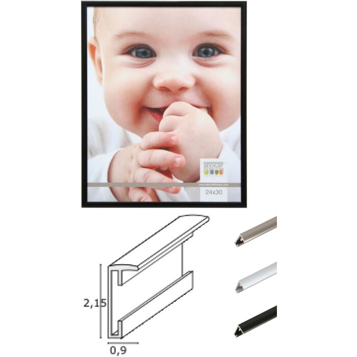 Rama foto din aluminiu Deknudt S024, profil subțire 10x15 cm, mat argintiu, până la 70x100 cm