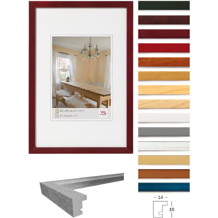 Walther Holzrahmen PEPPERS Blockprofil matt 7x10 cm bis 50x70 cm Klarglas