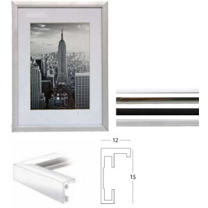 Rama foto Henzo Manhattan, profil îngust, cu passepartout diagonal alb, 10x15–70x100 cm