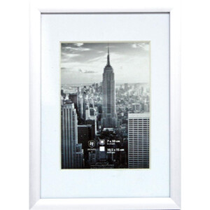Rama foto Henzo Manhattan, profil îngust, cu passepartout diagonal alb, 10x15–70x100 cm