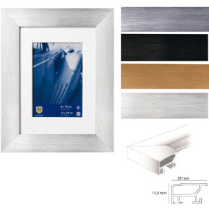 Rama foto Henzo Aluminium Luzern cu finisaj bătut și pasepartout premium