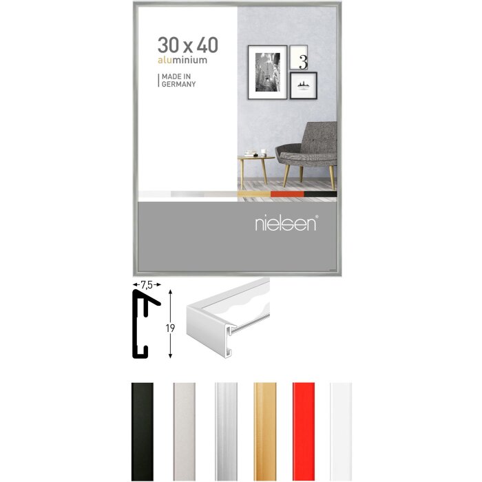 Rama foto Nielsen Alurahmen Pixel – premium, cu sticlă tăiată la unghi, pentru formate până la 60x80 cm