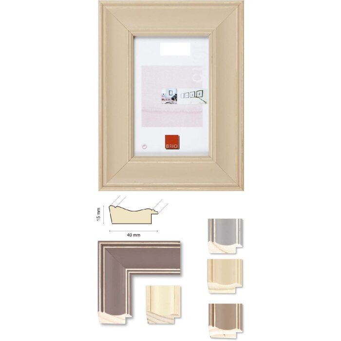 Ramă foto din lemn Ceanothe Constance 40 mm, profil plan, cu glas transparent