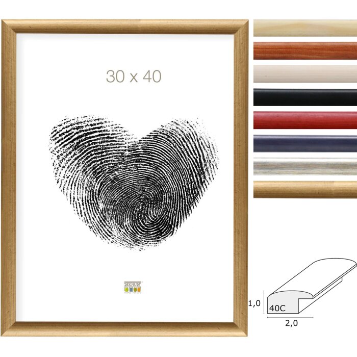 Rama foto Deknudt S40C din lemn, cu sticlă normală, 10x15–40x60 cm