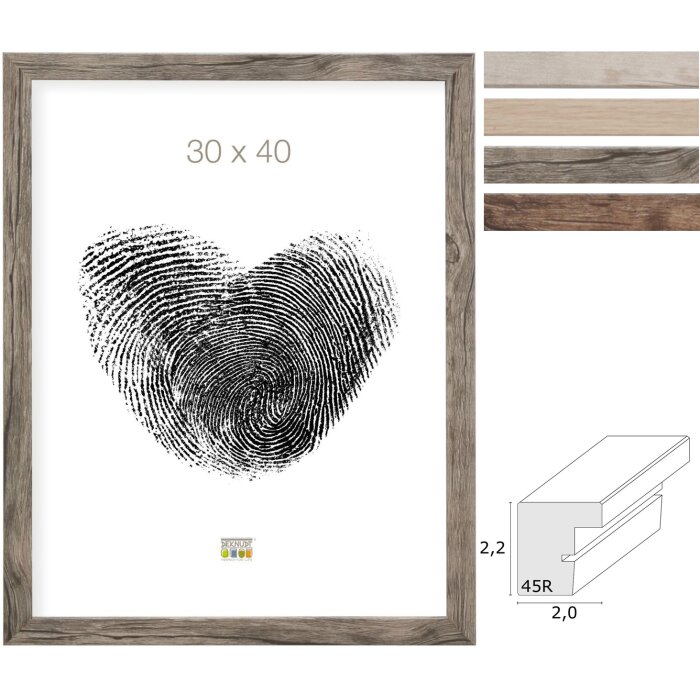 Ramă foto Deknudt Premium din lemn S45R, profil bloc, sticlă clară