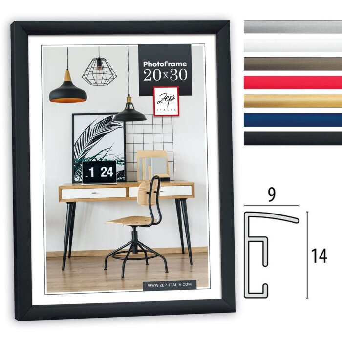 Ramă foto din plastic ZEP New Easy, profil bloc subțire, cu sticlă clară