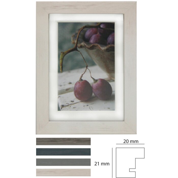 Henzo Deco Holzrahmen Blockprofil mit Passepartout 10x15 bis 40x50 cm