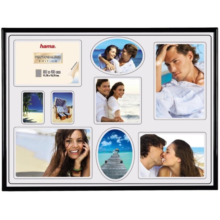 Ramă foto Madrid, neagră, modernă, din plastic, cu sticlă reflex