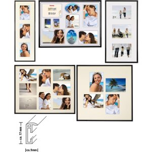 Ramă foto Madrid, neagră, modernă, din plastic, cu sticlă reflex