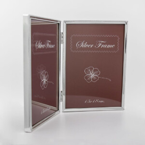 Ramă foto dublă Klara, metal lucios argintiu, pentru 2 imagini
