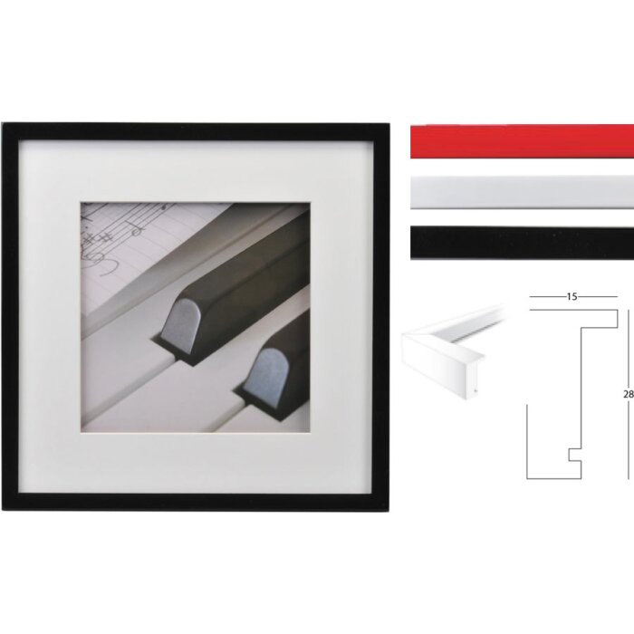 Henzo Holzrahmen PIANO Hochglanz mit Passepartout 13x18 bis 40x50 cm