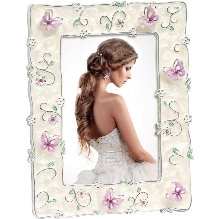 Rama foto Mirò 7x8 cm și 10x15 cm din metal cu optică de perla și stras