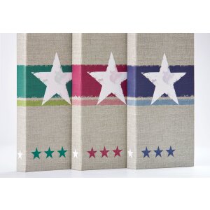 Album de inserție Walther Stellar, pentru fotografii 9x13 cm, 10x15 cm, 11x15 cm, 13x18 cm, cu copertă artistică în culori roz, albastru și verde