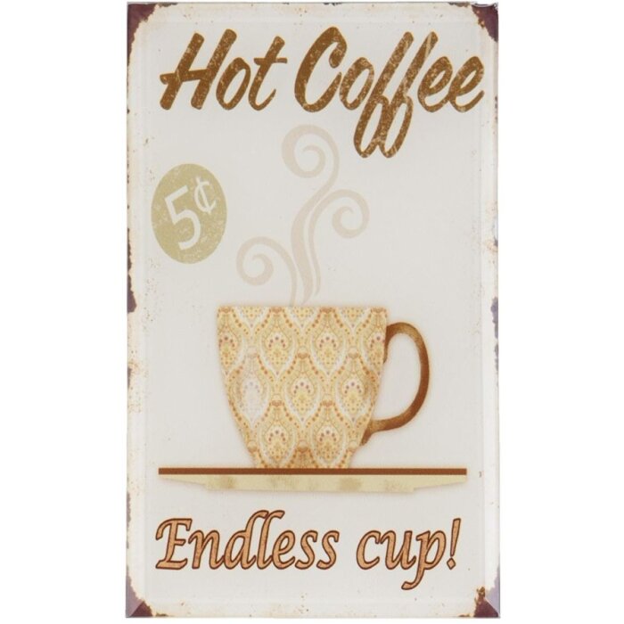 63226 Clayre Eef Bild auf Eisen 10x17 cm Vintage Kaffeeszene