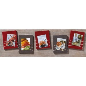 Rama foto La Casa pentru 5 fotografii, lemn colorat, cu suport cordoane