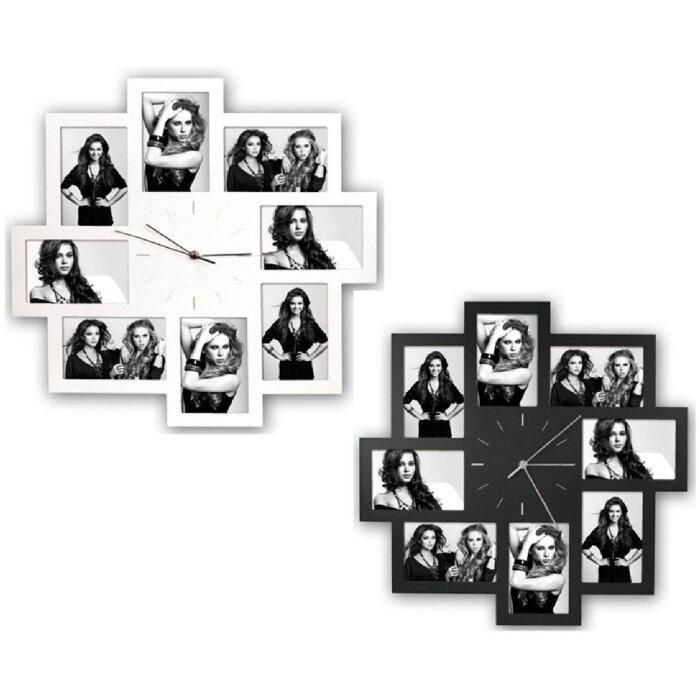 Ceas foto TRIESTE ZEP, pentru 8 imagini 10x15 cm, lemn, 52x52 cm