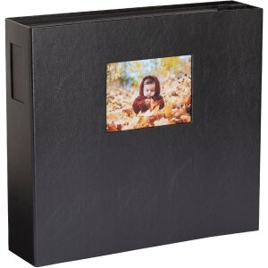 HNFD XL Fotoalbum Lona 1000 Fotos Kunstleder 34,5x33 cm Schwarz
