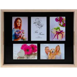 KIARA Fototablett ZEP 45x35 cm Holz natur schwarz weiß für 9 Fotos