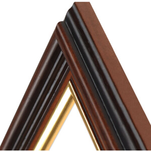 MendeFrames Holzrahmen H015 Goldkante braun 50x60 cm mit Museumsglas