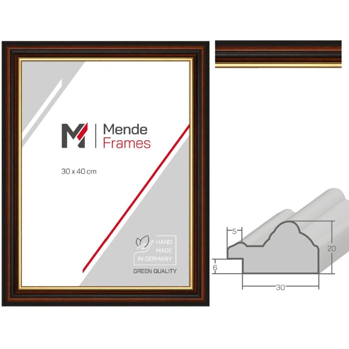 Ramă foto MendeFrames H015 antică din lemn masiv cu margine aurie