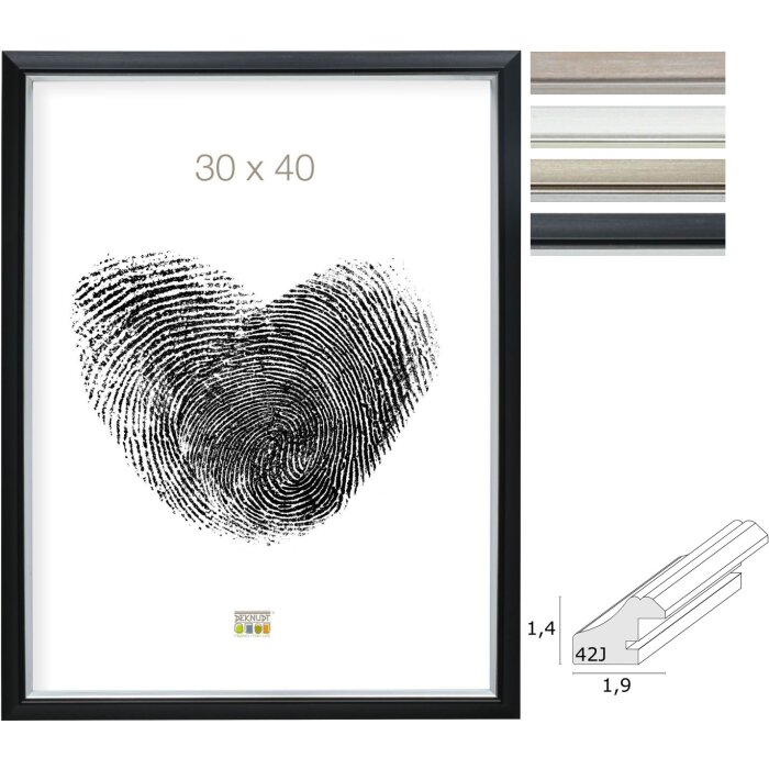 Deknudt Bilderrahmen S42J Schräge Leiste Silber 9x13 cm bis 30x45 cm Kunststoff