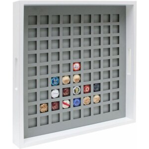 Tabla de servire Deknudt pentru capsule de champagne, lemn 42x42x6,5 cm, negru/alb