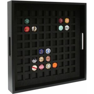 Tabla de servire Deknudt pentru capsule de champagne, lemn 42x42x6,5 cm, negru/alb