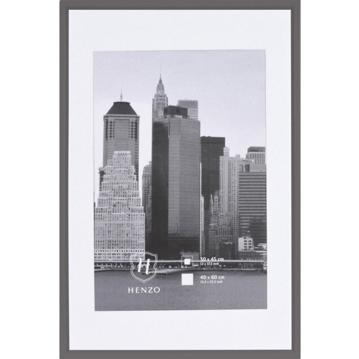 Henzo Kunststoffrahmen METALLICA 40x60 cm stahlgrau mit Passepartout 30x45 cm